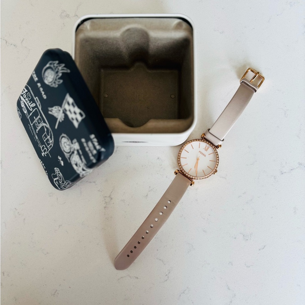 Fossil Rose Gold and Beige Watch with Box
